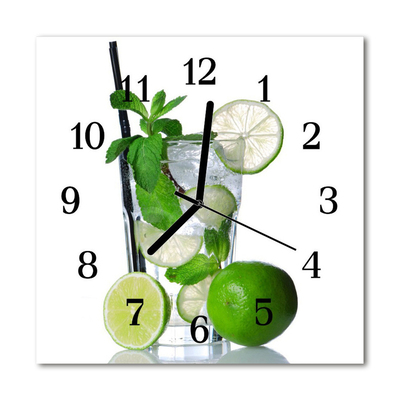 Horloge murale en verre Menthe citron vert