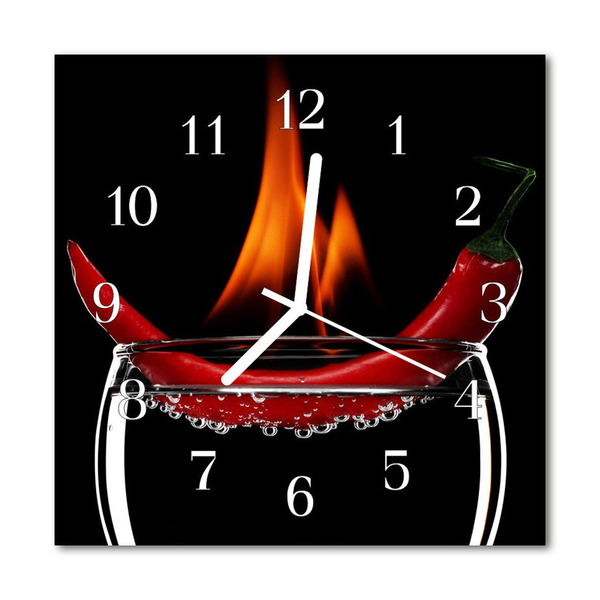 Horloge murale en verre Feu de piment