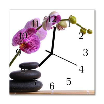 Horloge murale en verre Orchidée