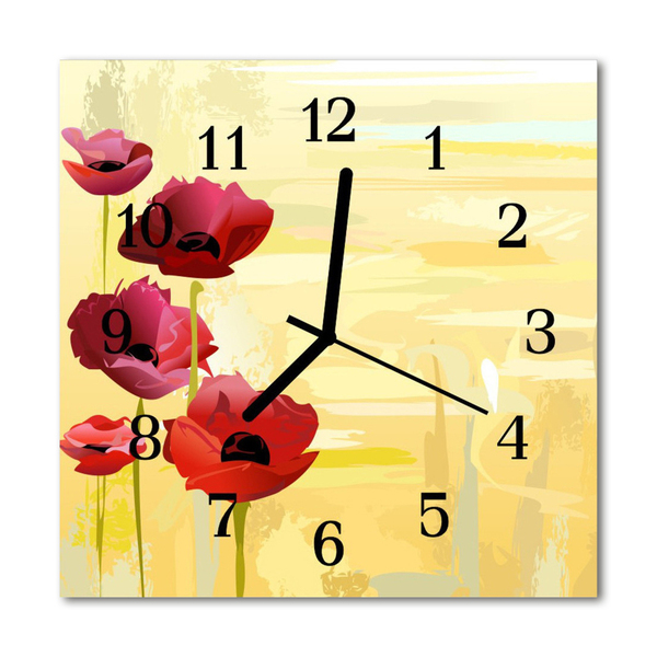 Horloge murale en verre Coquelicots