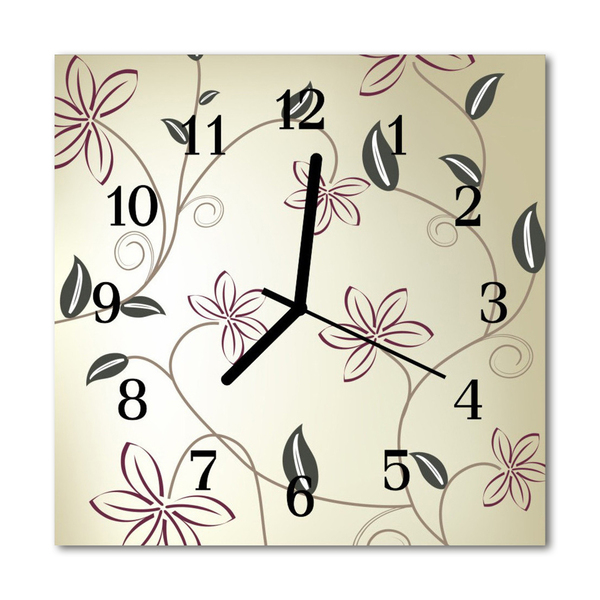 Horloge murale en verre Art des fleurs