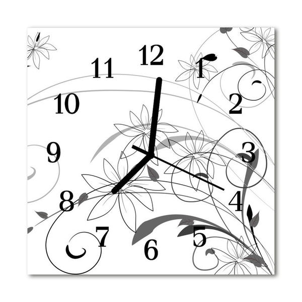 Horloge murale en verre Art des fleurs