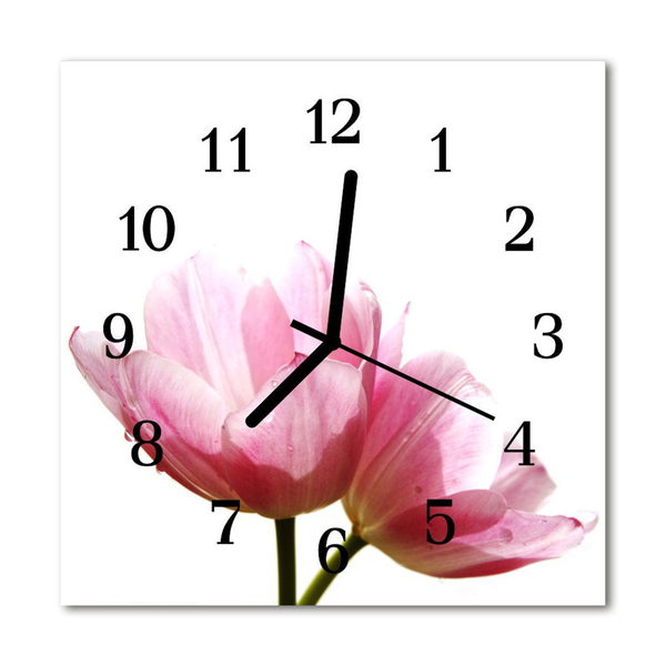 Horloge murale en verre Fleurs de tulipes