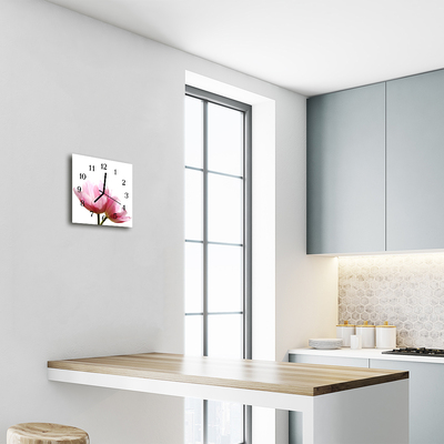 Horloge murale en verre Fleurs de tulipes