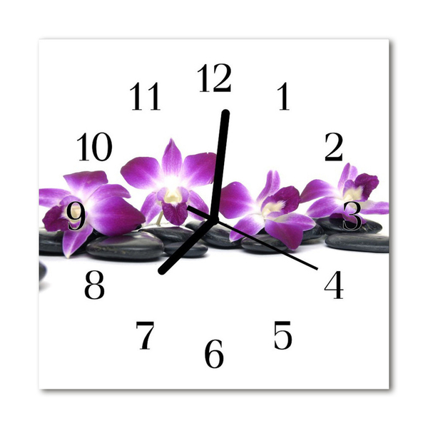 Horloge murale en verre Orchidée