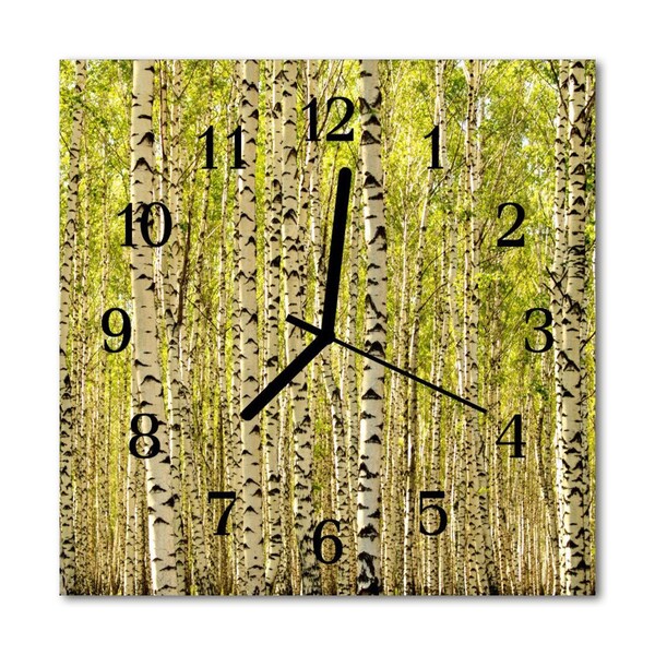 Horloge murale en verre Forêt de bouleaux