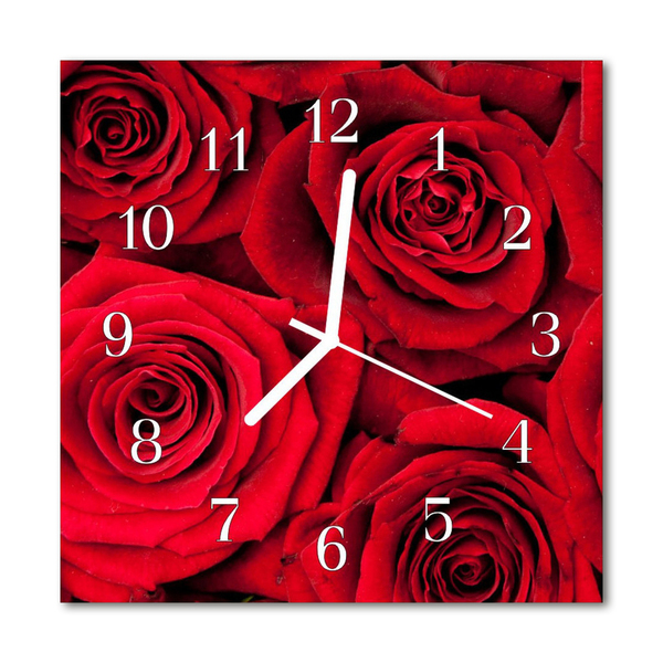 Horloge murale en verre Roses