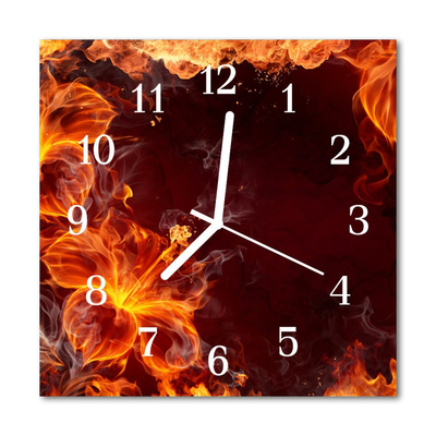 Horloge murale en verre Fleurs de feu