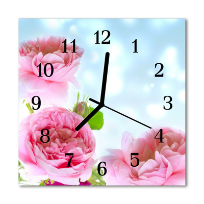 Horloge murale en verre Pivoines