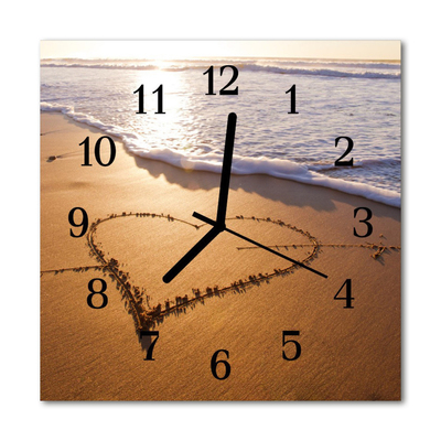 Horloge murale en verre Coeur de plage