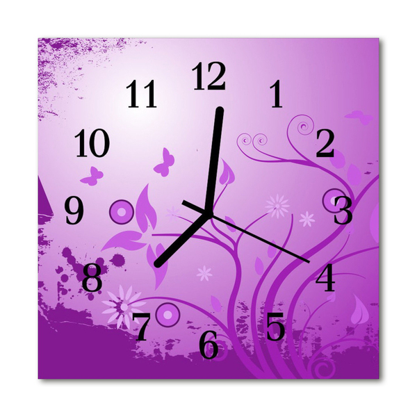 Horloge murale en verre Art des fleurs