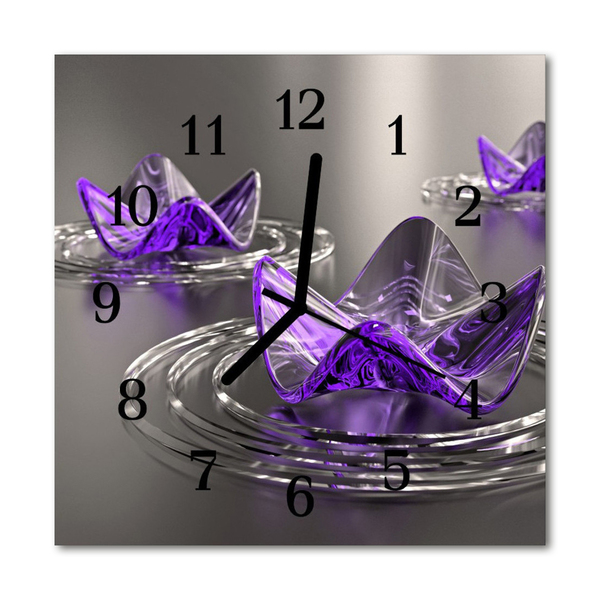 Horloge murale en verre Fleurs en verre