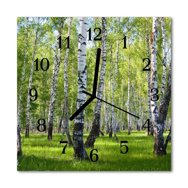 Horloge murale en verre Forêt de bouleaux