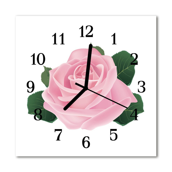 Horloge murale en verre Rose