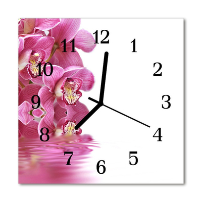 Horloge murale en verre Orchidée