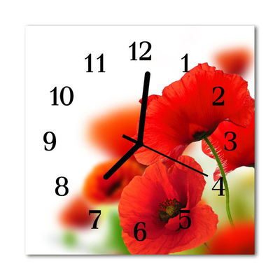 Horloge murale en verre Coquelicots