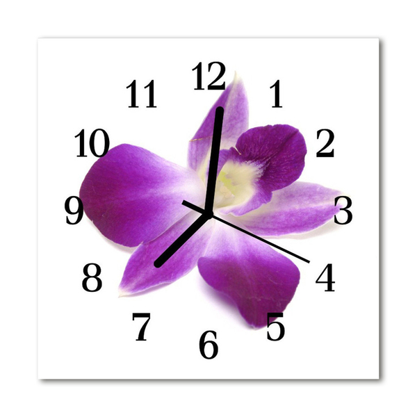 Horloge murale en verre Fleur d'orchidée