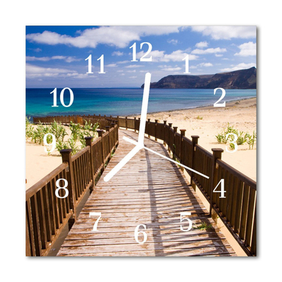 Horloge murale en verre Mer plage