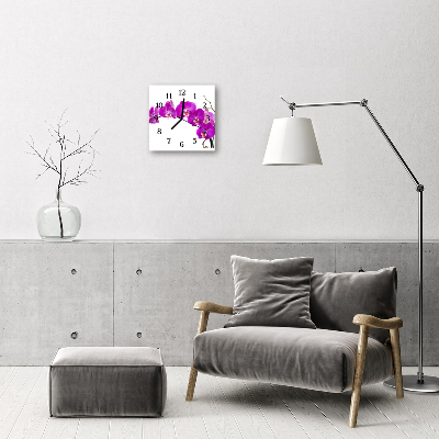 Horloge murale en verre Orchidée