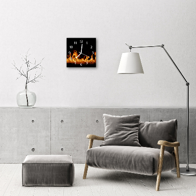 Horloge murale en verre Feu