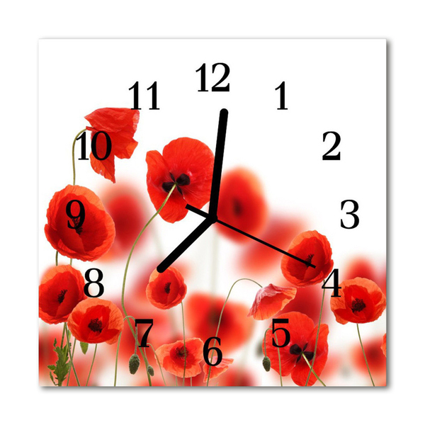 Horloge murale en verre Coquelicots