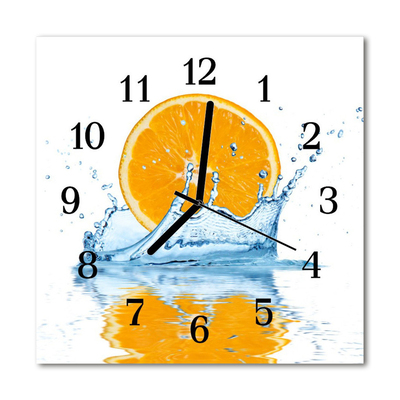 Horloge murale en verre Eau orange