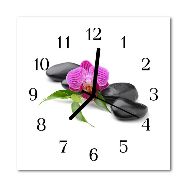 Horloge murale en verre Orchidée