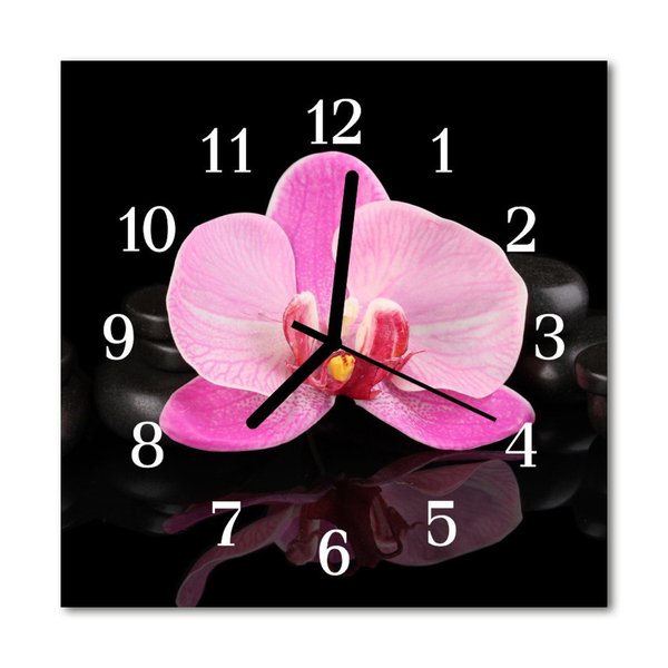 Horloge murale en verre Orchidée