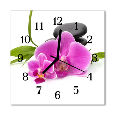 Horloge murale en verre Orchidée