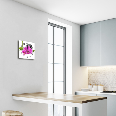 Horloge murale en verre Orchidée