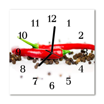 Horloge murale en verre Poivre de paprika