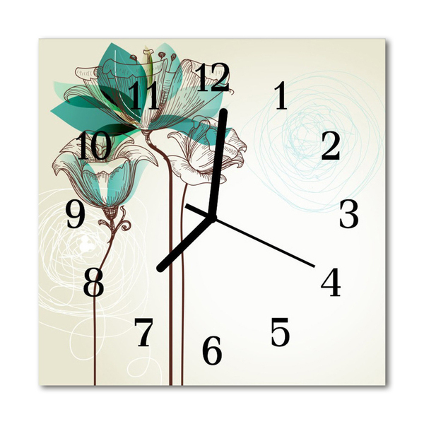 Horloge murale en verre Fleurs vintage