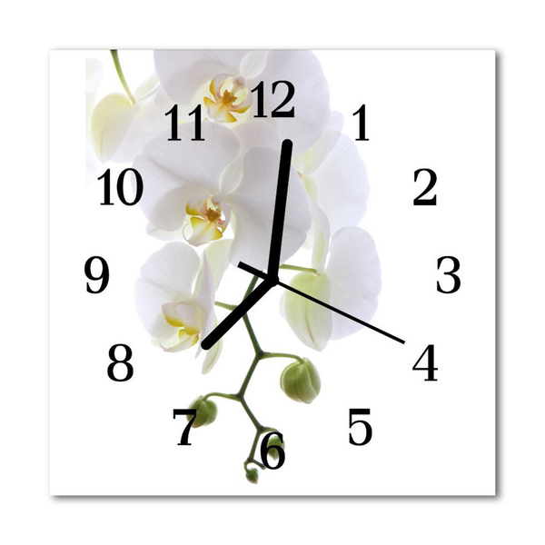 Horloge murale en verre Orchidée