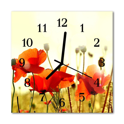 Horloge murale en verre Coquelicots