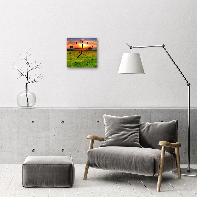 Horloge murale en verre Prairie de paysage