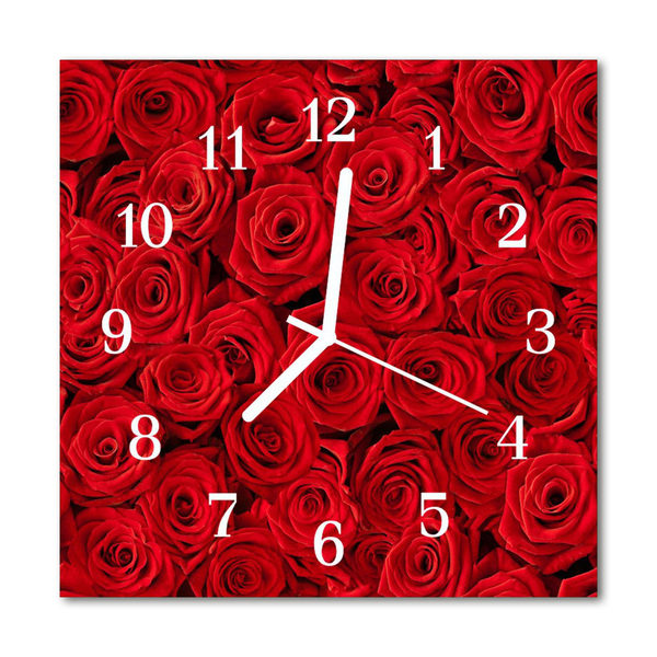 Horloge murale en verre Roses