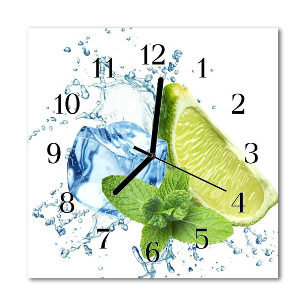 Horloge murale en verre Menthe citron vert