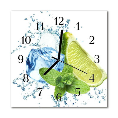 Horloge murale en verre Menthe citron vert