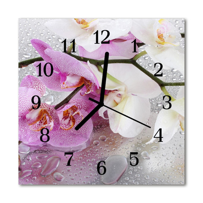 Horloge murale en verre Orchidée
