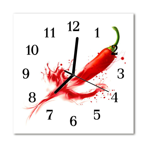 Horloge murale en verre Poivre chili