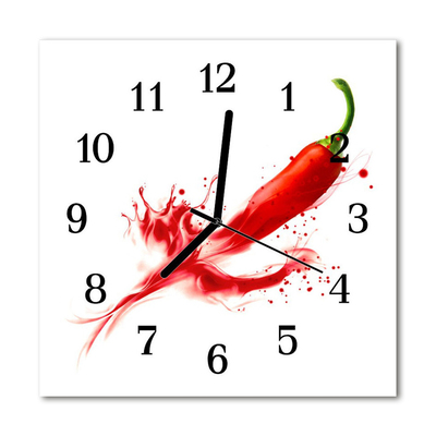 Horloge murale en verre Poivre chili