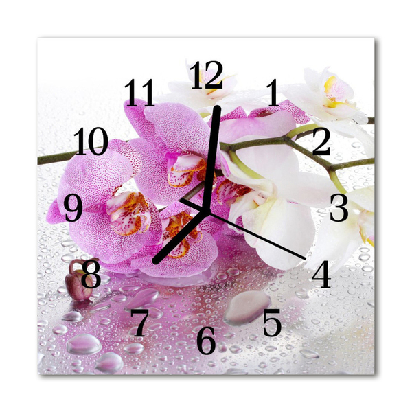 Horloge murale en verre Orchidée