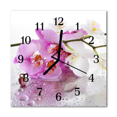 Horloge murale en verre Orchidée