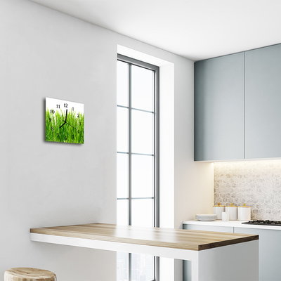 Horloge murale en verre Herbe