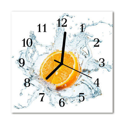 Horloge murale en verre L'eau orange