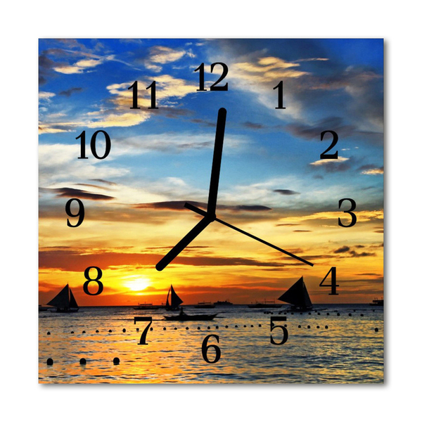 Horloge murale en verre Coucher du soleil