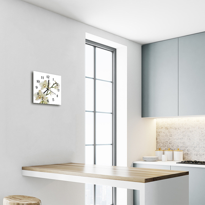 Horloge murale en verre Orchidée