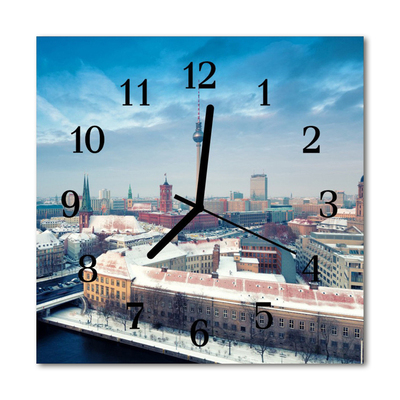 Horloge murale en verre Ville d'hiver