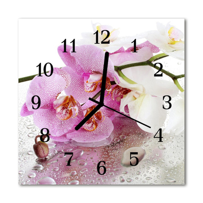 Horloge murale en verre Orchidée