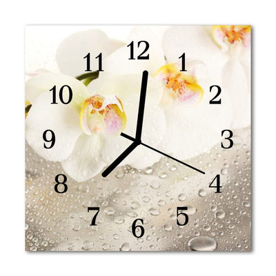 Horloge murale en verre Orchidée